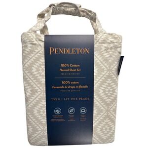 Pendleton Twin Flannel Sheet Set 100% Cotton Premium Weight Tan Geometric New